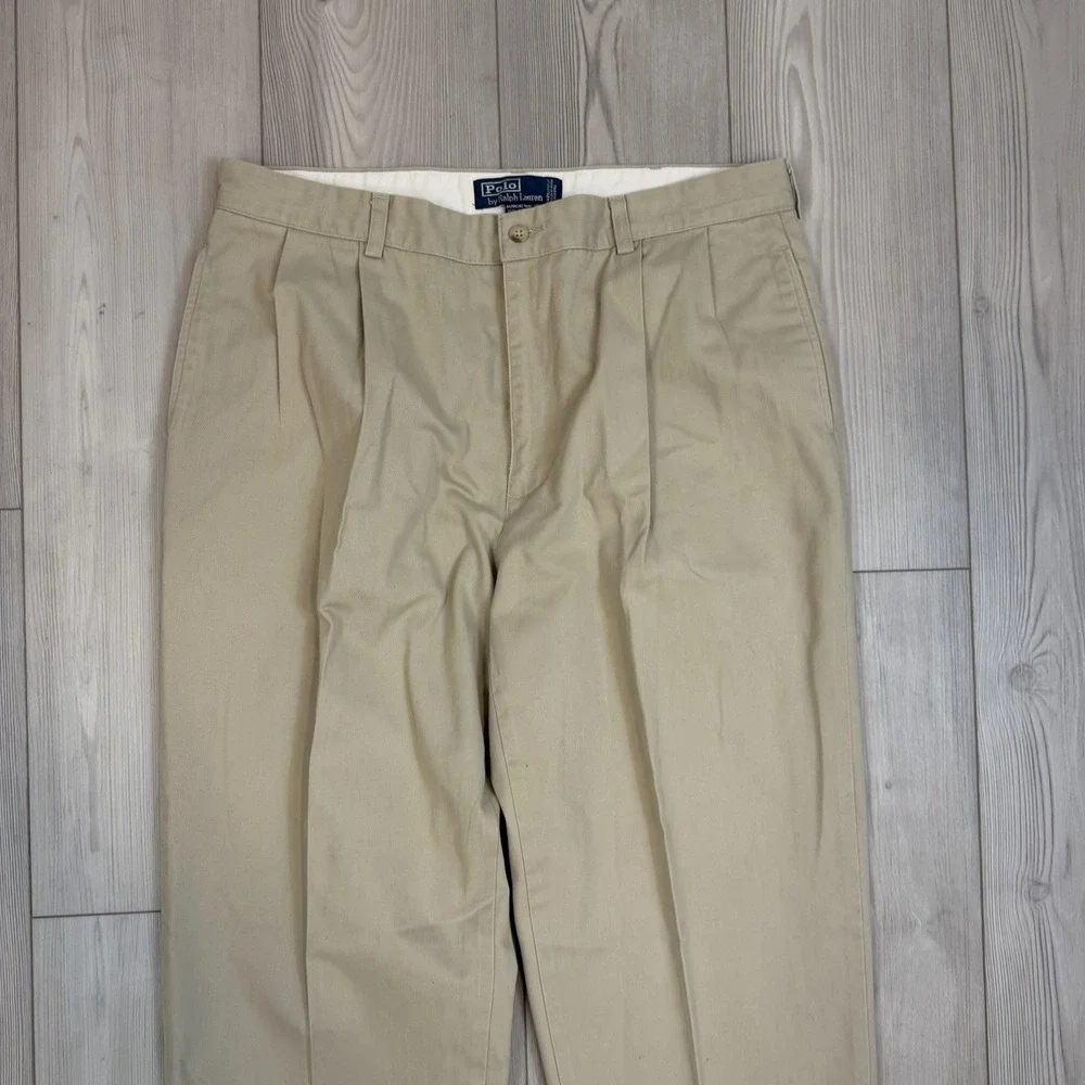 Lot Of 2 Ralph Lauren Polo Pants 38x30 Hammond Pleated Cuffed Trousers‎ Beige